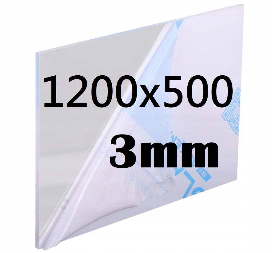 Bezfarebná PLEXI akrylová doska, rozmery 1200x500x3mm